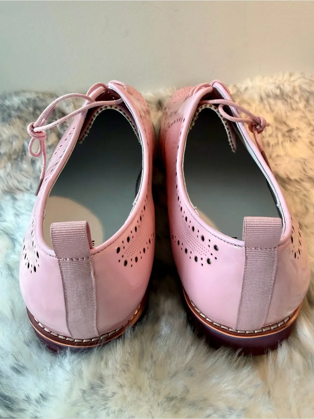 Patent Pink Brogue Derby Shoes for Men